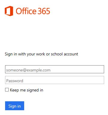 Screengrab of an Office 360 login page